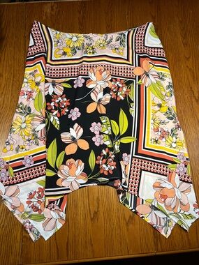 Who What Wear Floral Maxi Skirt - Black, Peach & Yellow 42 waistline